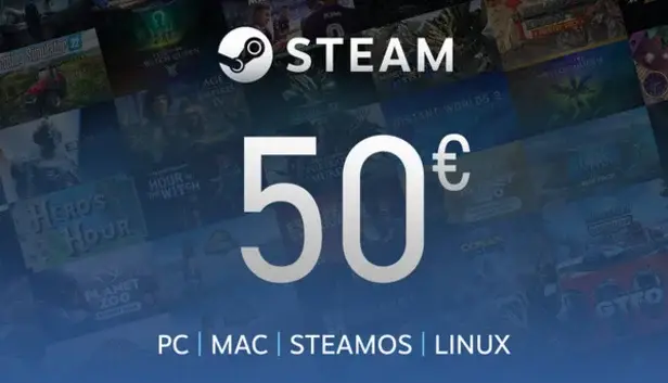 Steam Wallet 50€ – Carte cadeau officielle EUR pour PC